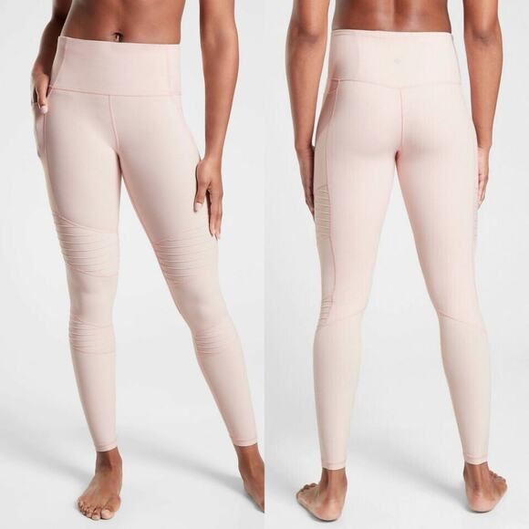 Athleta Powervita High Rise Inclination Moto Tights Orchid Pink Size Medium - Picture 1 of 8